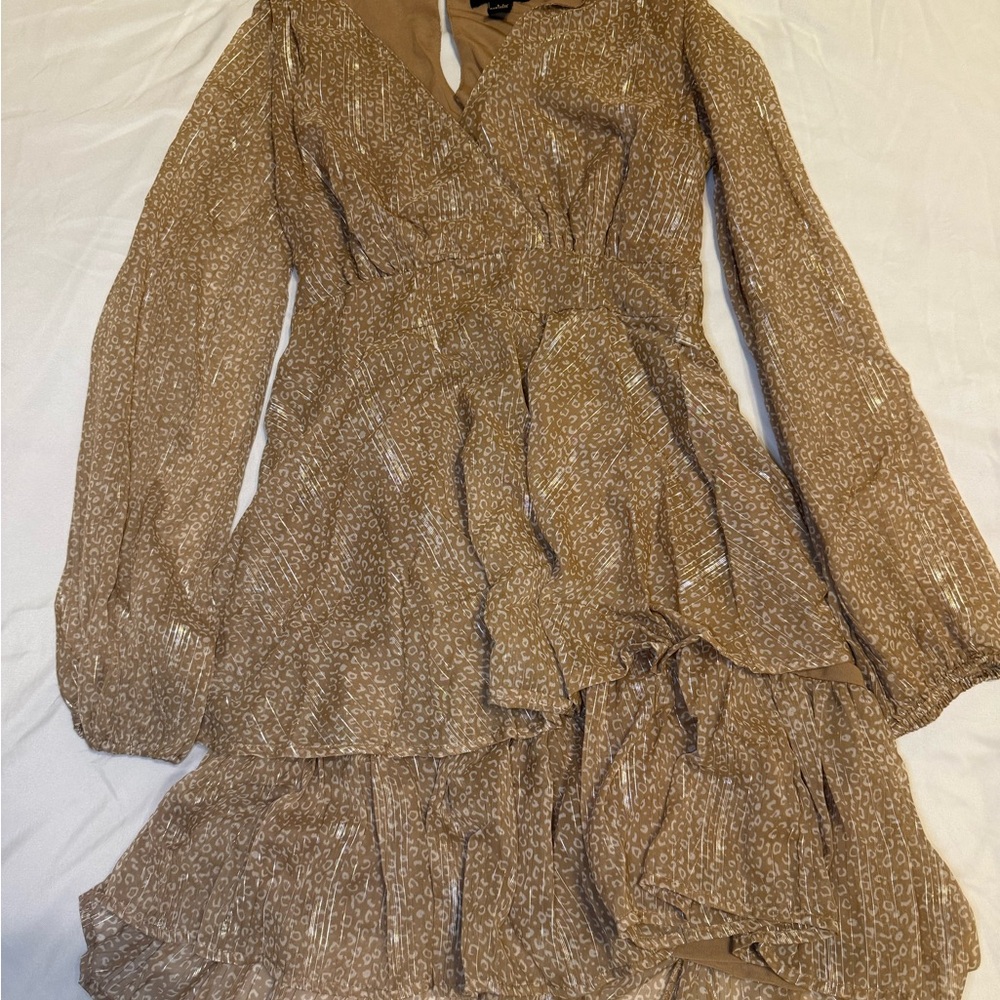 Elegant Brown Long Sleeve Dress